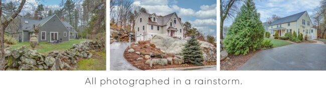 Houses in MA and NH photographed in the rain